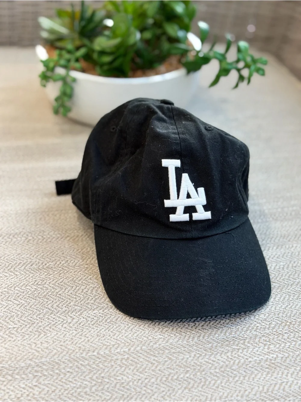 Kids Black Baseball Cap with White LA Logo
